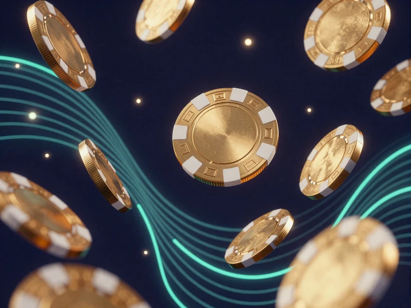 Goldene M&uuml;nzen und Casino-Chips schweben zwischen t&uuml;rkisenen Zen-Linien bei GambleZen Willkommensbonus