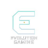 Evolution Gaming Logo als t&uuml;rkis-violettes Neon-Emblem f&uuml;r Live Casino